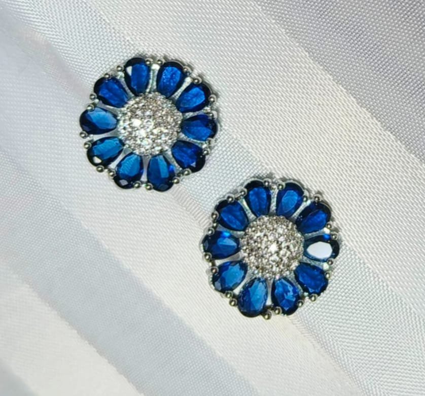 Shahi Pehnawa Rhodium Plated Silver Toned American Diamond Stone Studded Pendant set With Earring Jewellery Set For Women and Girl