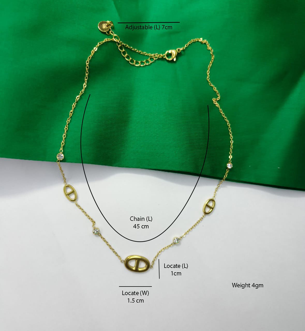 Gold Tone Dazzling Oval & round shape Pendant Chain For Girls & Women Gold-plated Cubic Zirconia Copper, Stainless Steel Pendant