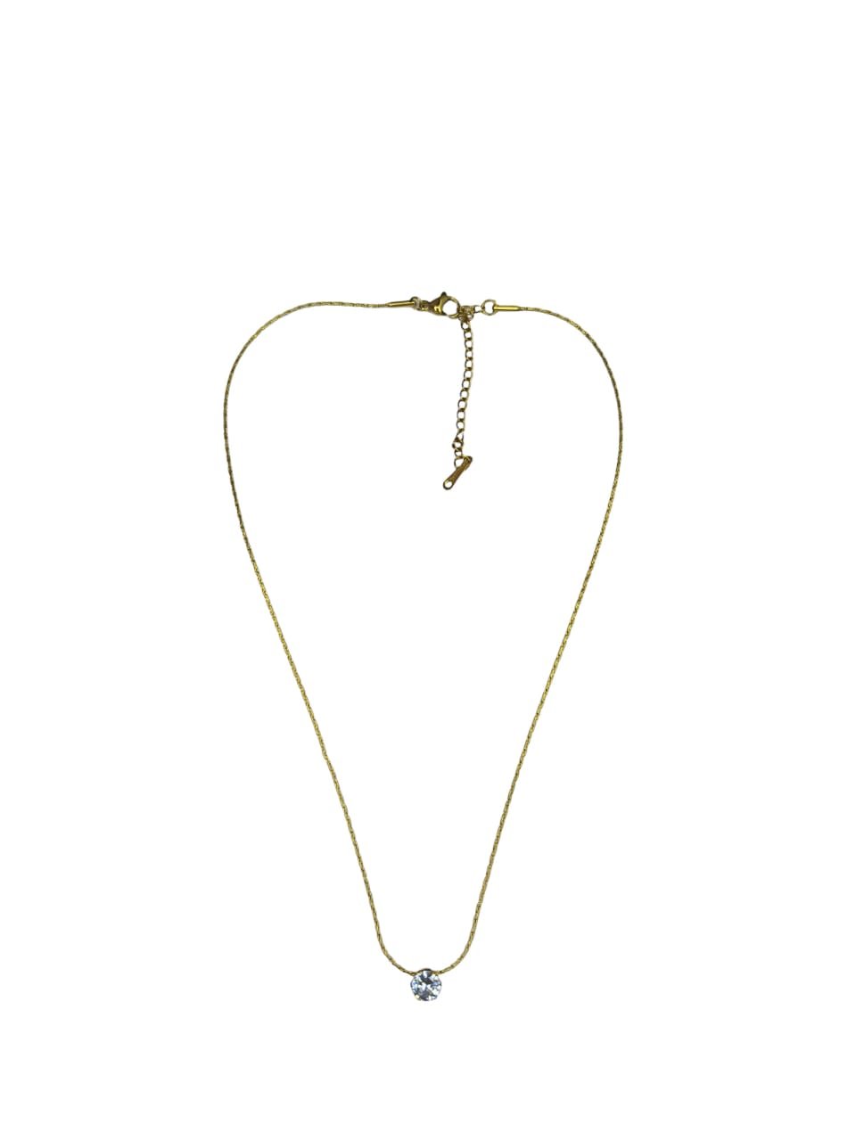 Delicate Gold Tone Chain Necklace with Gemstone Pendant for Girls & women Gold-plated Zircon Brass Pendant