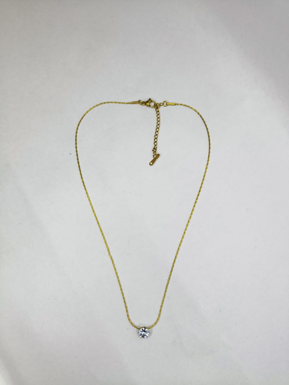 Delicate Gold Tone Chain Necklace with Gemstone Pendant for Girls & women Gold-plated Zircon Brass Pendant