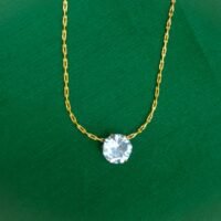 Delicate Gold Tone Chain Necklace with Gemstone Pendant for Girls & women Gold-plated Zircon Brass Pendant