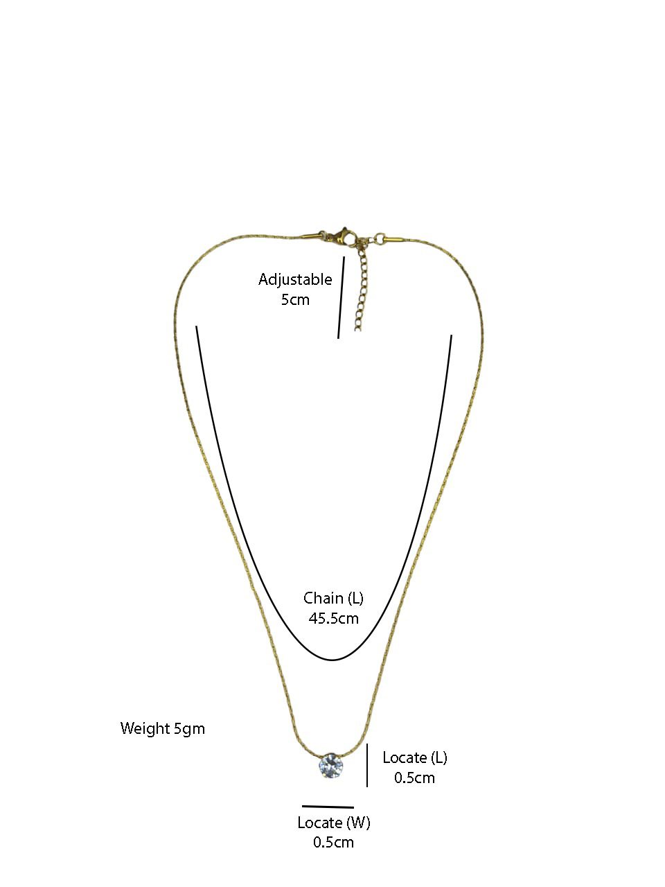 Delicate Gold Tone Chain Necklace with Gemstone Pendant for Girls & women Gold-plated Zircon Brass Pendant