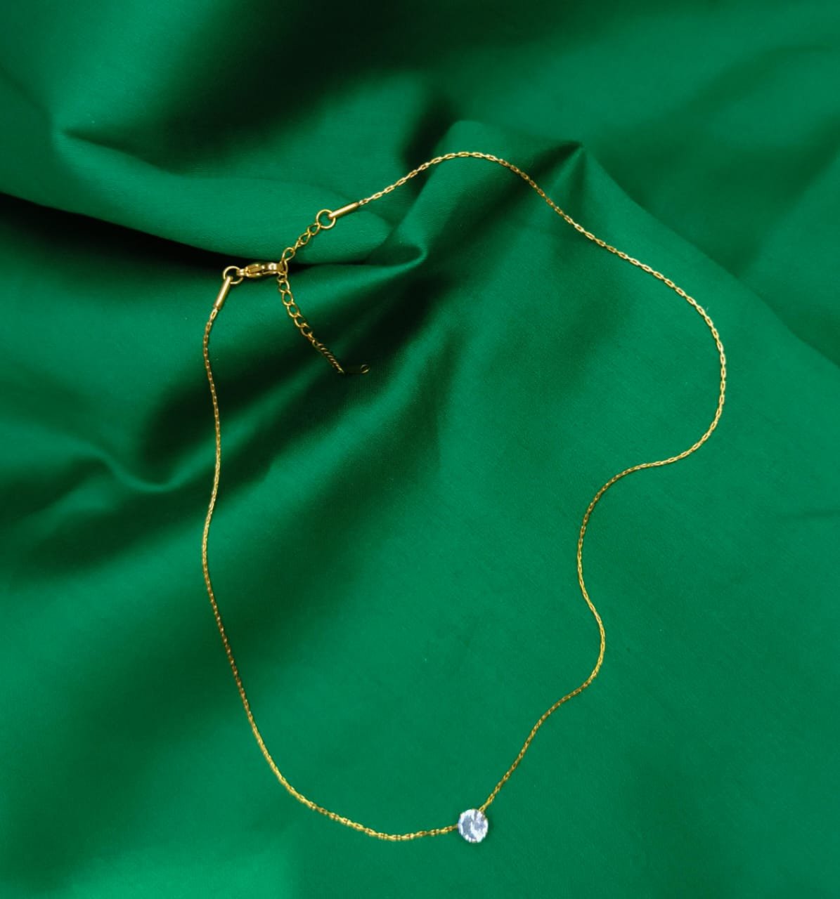 Delicate Gold Tone Chain Necklace with Gemstone Pendant for Girls & women Gold-plated Zircon Brass Pendant