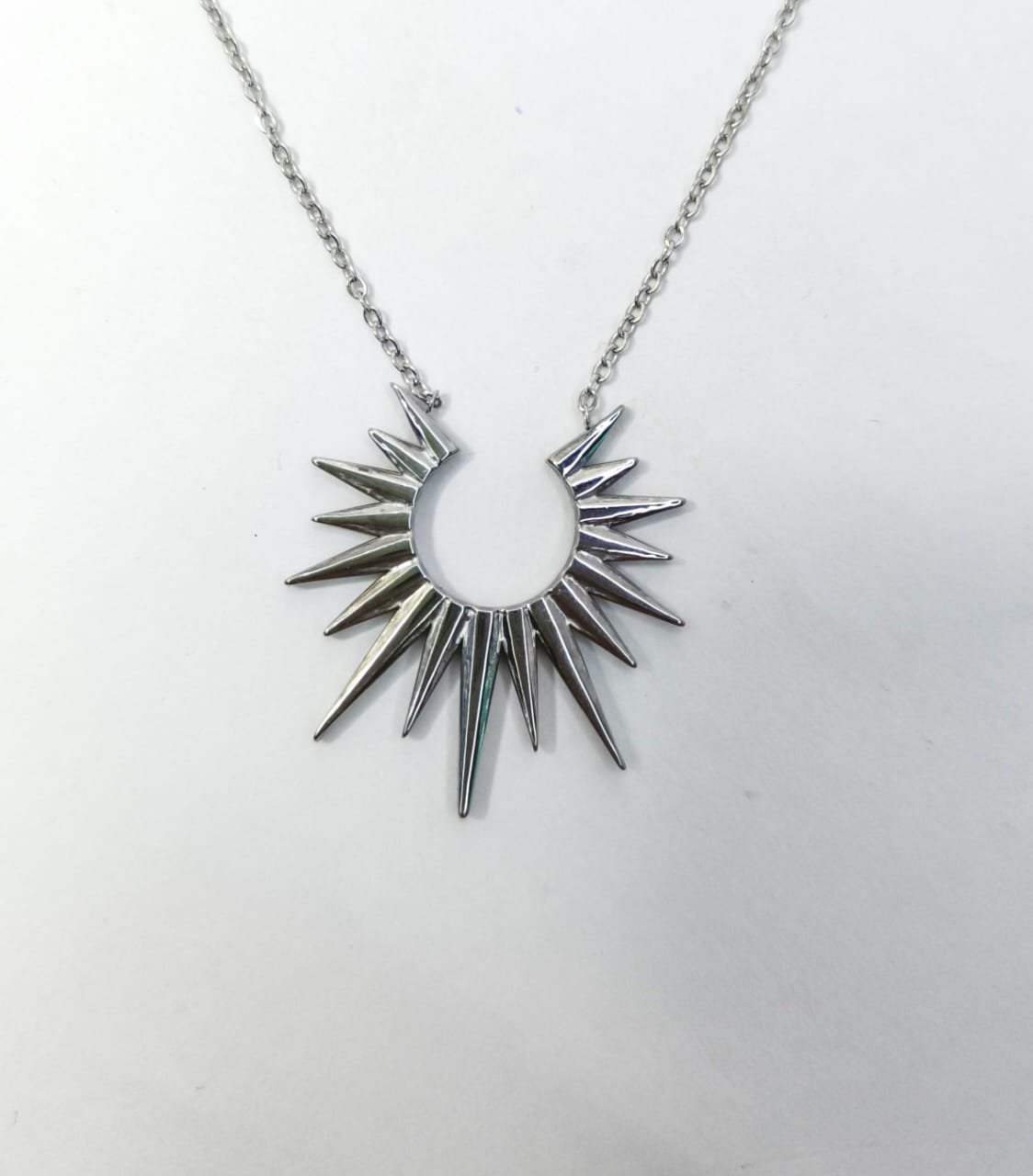 Stylish Spike Pendant Necklace, Stainless steel Gunmetal pendant Sterling Silver Stainless Steel Pendant