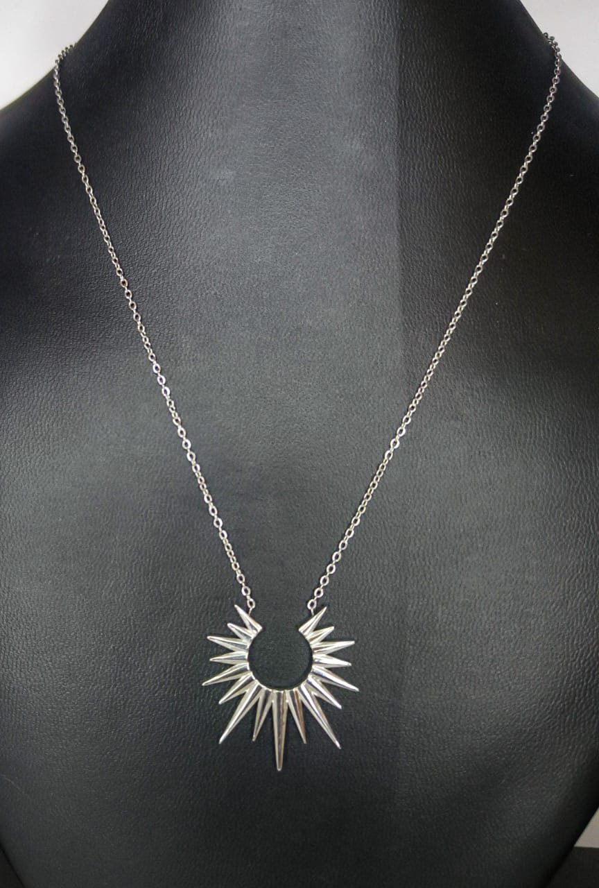 Stylish Spike Pendant Necklace, Stainless steel Gunmetal pendant Sterling Silver Stainless Steel Pendant