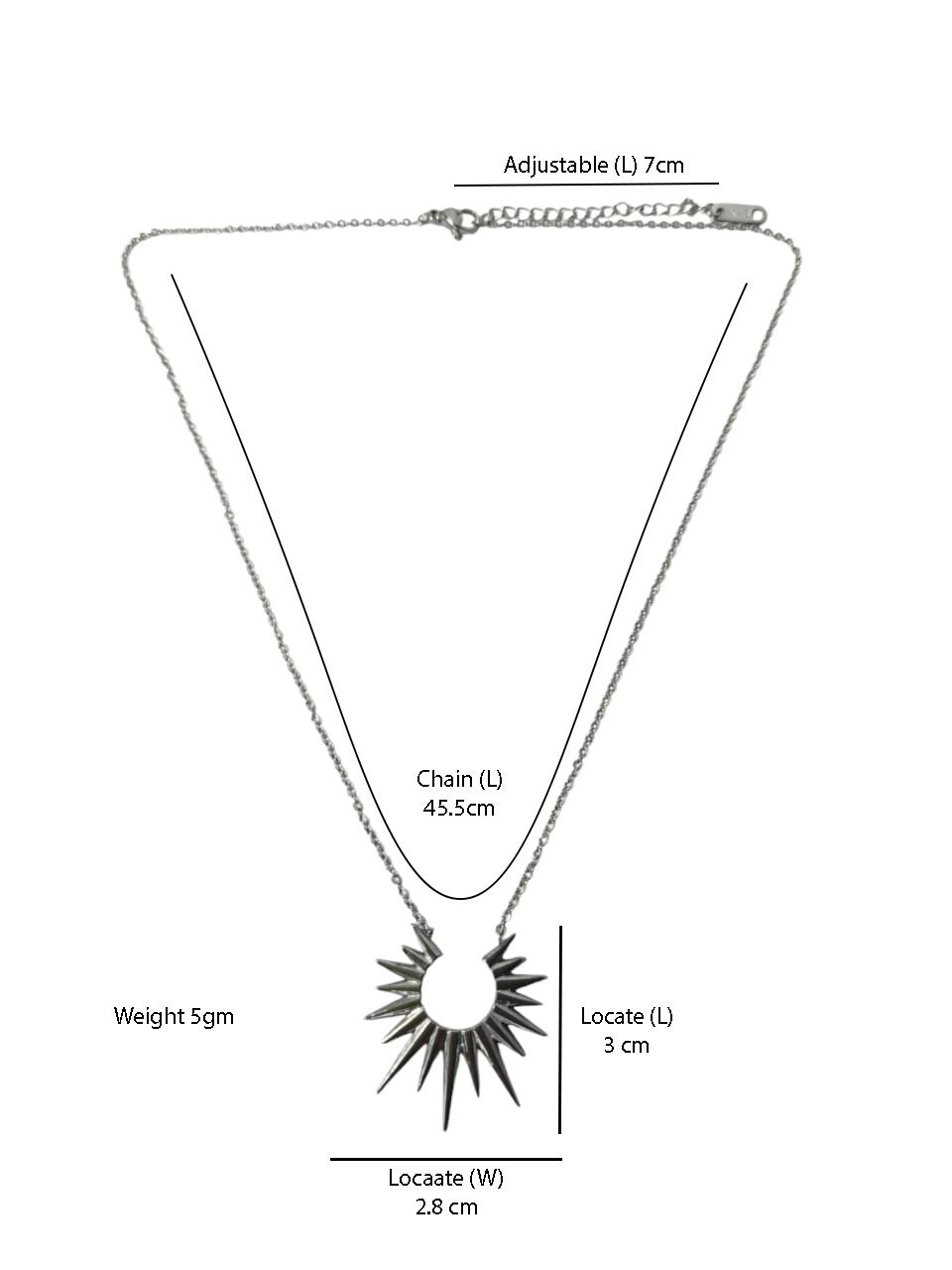 Stylish Spike Pendant Necklace, Stainless steel Gunmetal pendant Sterling Silver Stainless Steel Pendant