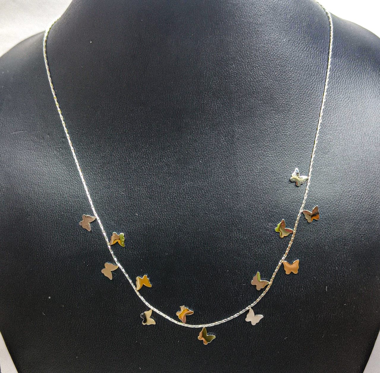 Stainless steel Necklace with Butterfly Pendants, Adjustable Length Sterling Silver Stainless Steel Pendant