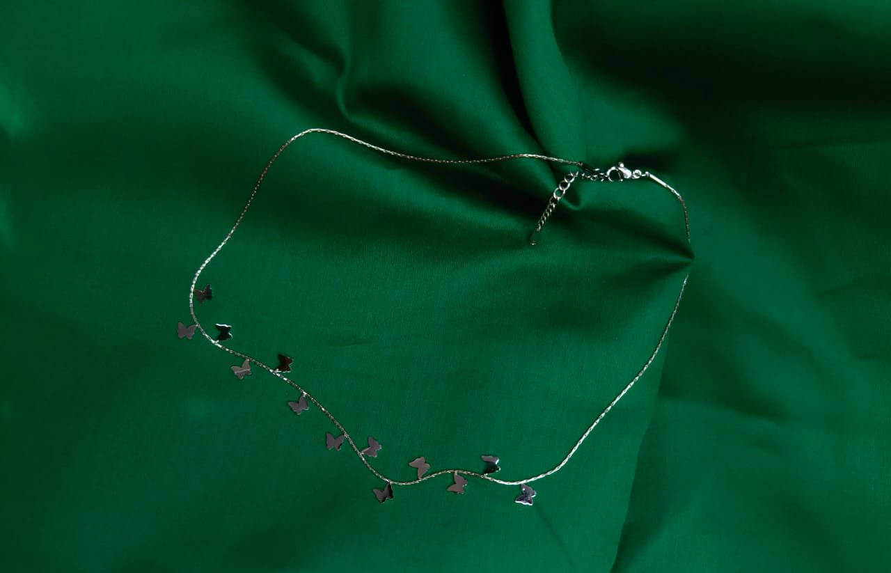 Stainless steel Necklace with Butterfly Pendants, Adjustable Length Sterling Silver Stainless Steel Pendant