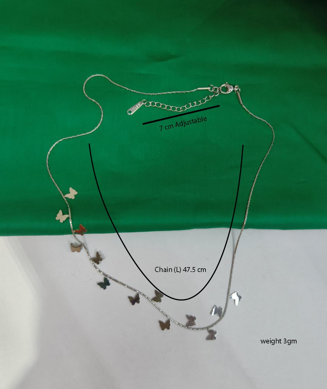 Stainless steel Necklace with Butterfly Pendants, Adjustable Length Sterling Silver Stainless Steel Pendant