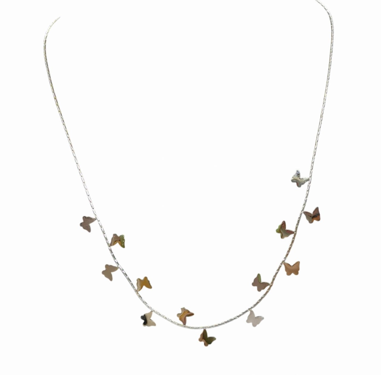 Stainless steel Necklace with Butterfly Pendants, Adjustable Length Sterling Silver Stainless Steel Pendant