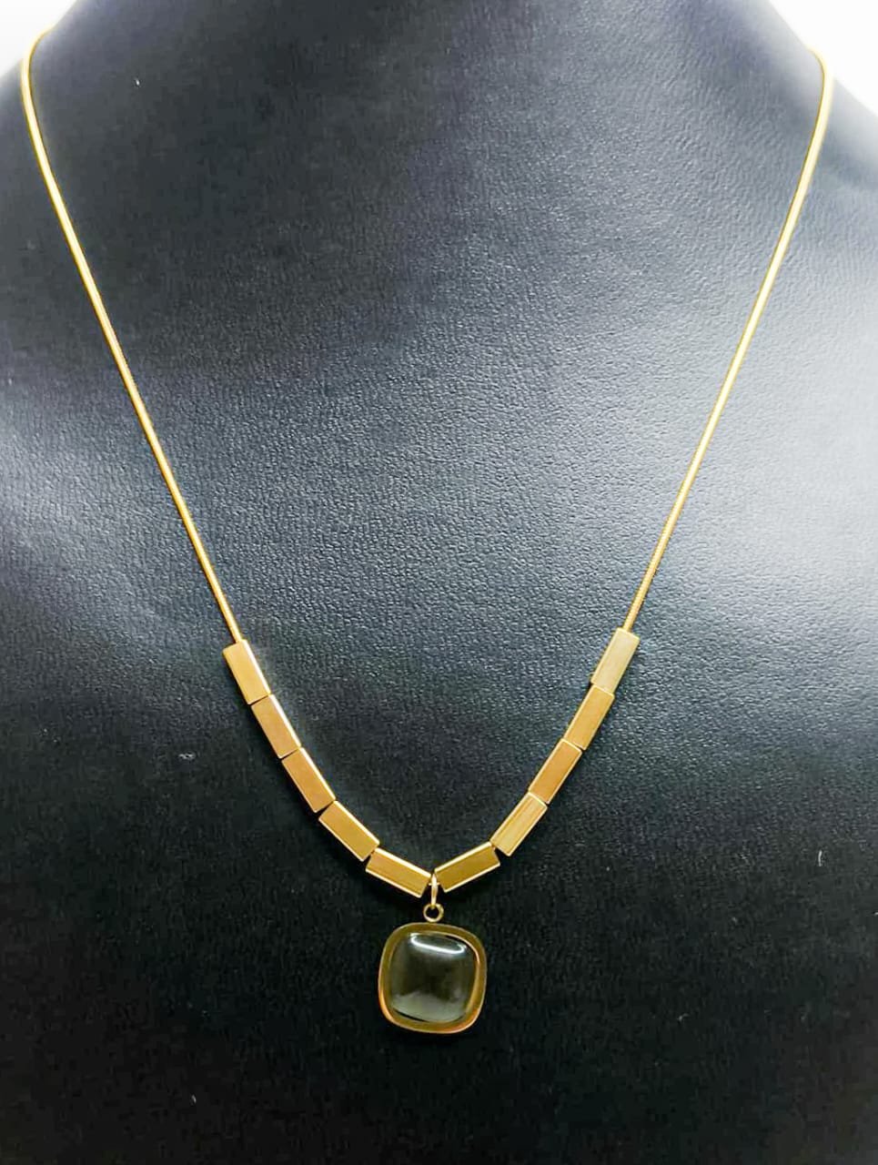 Gold Tone Square Diamonds Drop Pendant Chain Gold-plated Cubic Zirconia Brass Pendant