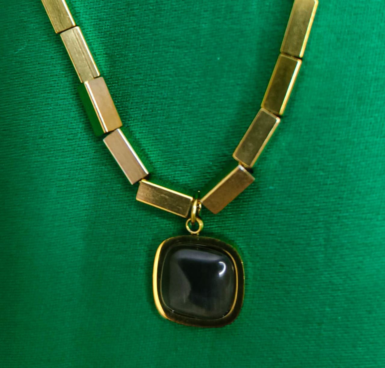 Gold Tone Square Diamonds Drop Pendant Chain Gold-plated Cubic Zirconia Brass Pendant