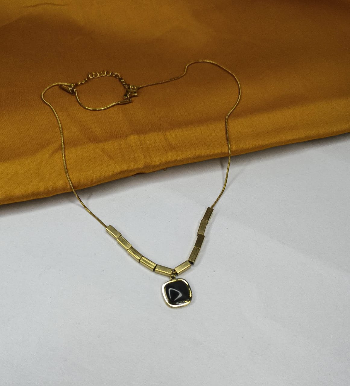 Gold Tone Square Diamonds Drop Pendant Chain Gold-plated Cubic Zirconia Brass Pendant