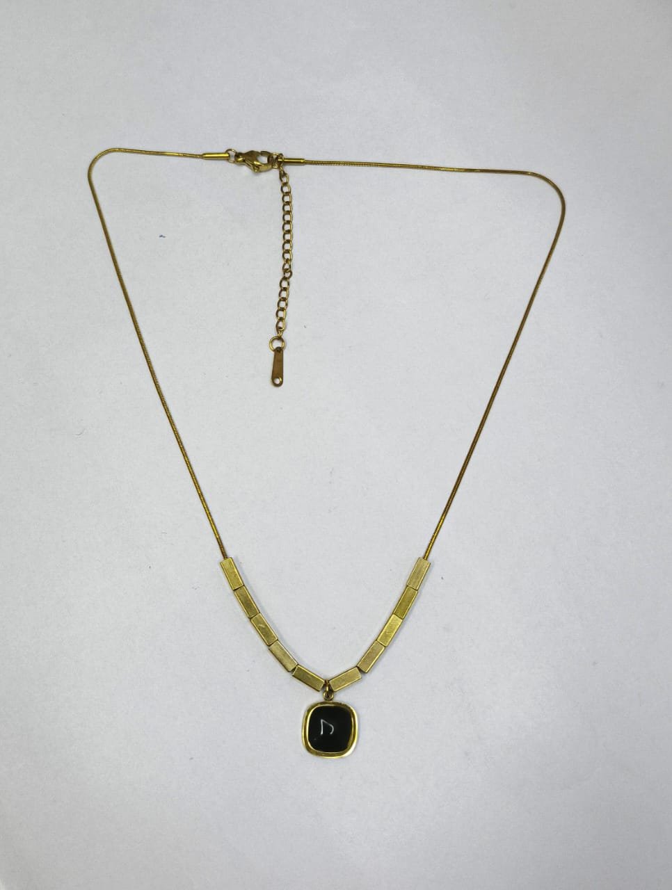 Gold Tone Square Diamonds Drop Pendant Chain Gold-plated Cubic Zirconia Brass Pendant