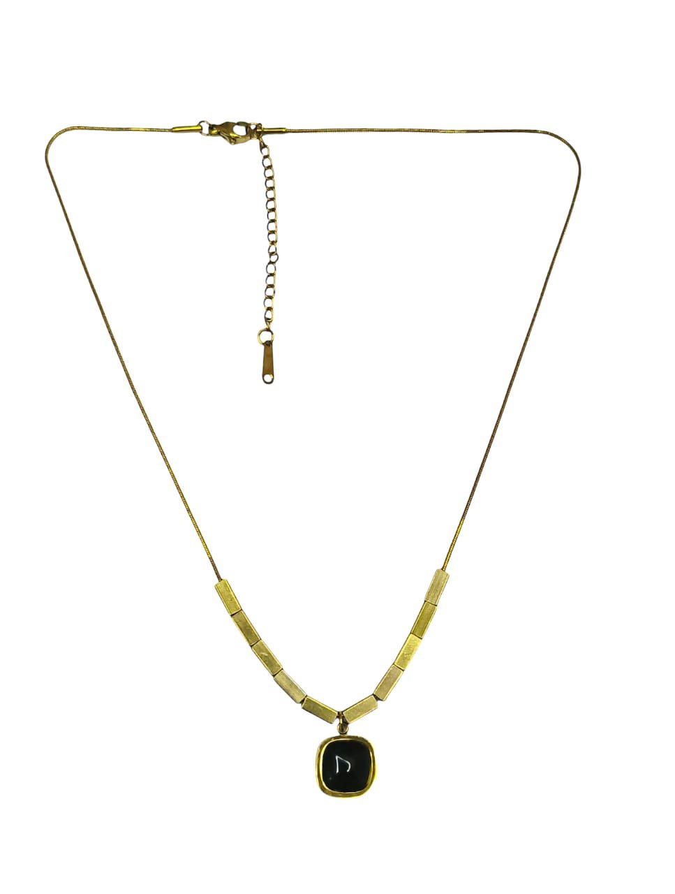 Gold Tone Square Diamonds Drop Pendant Chain Gold-plated Cubic Zirconia Brass Pendant
