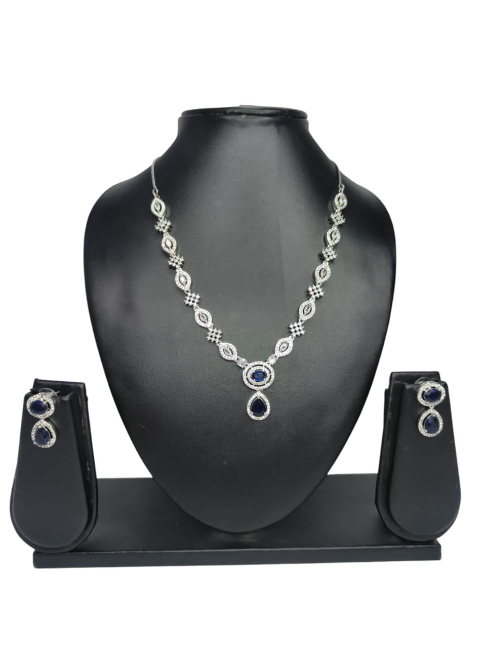 Shahi Pehnawa Elegant Necklace Set with Blue Gemstones and Diamonds for Girls and Women