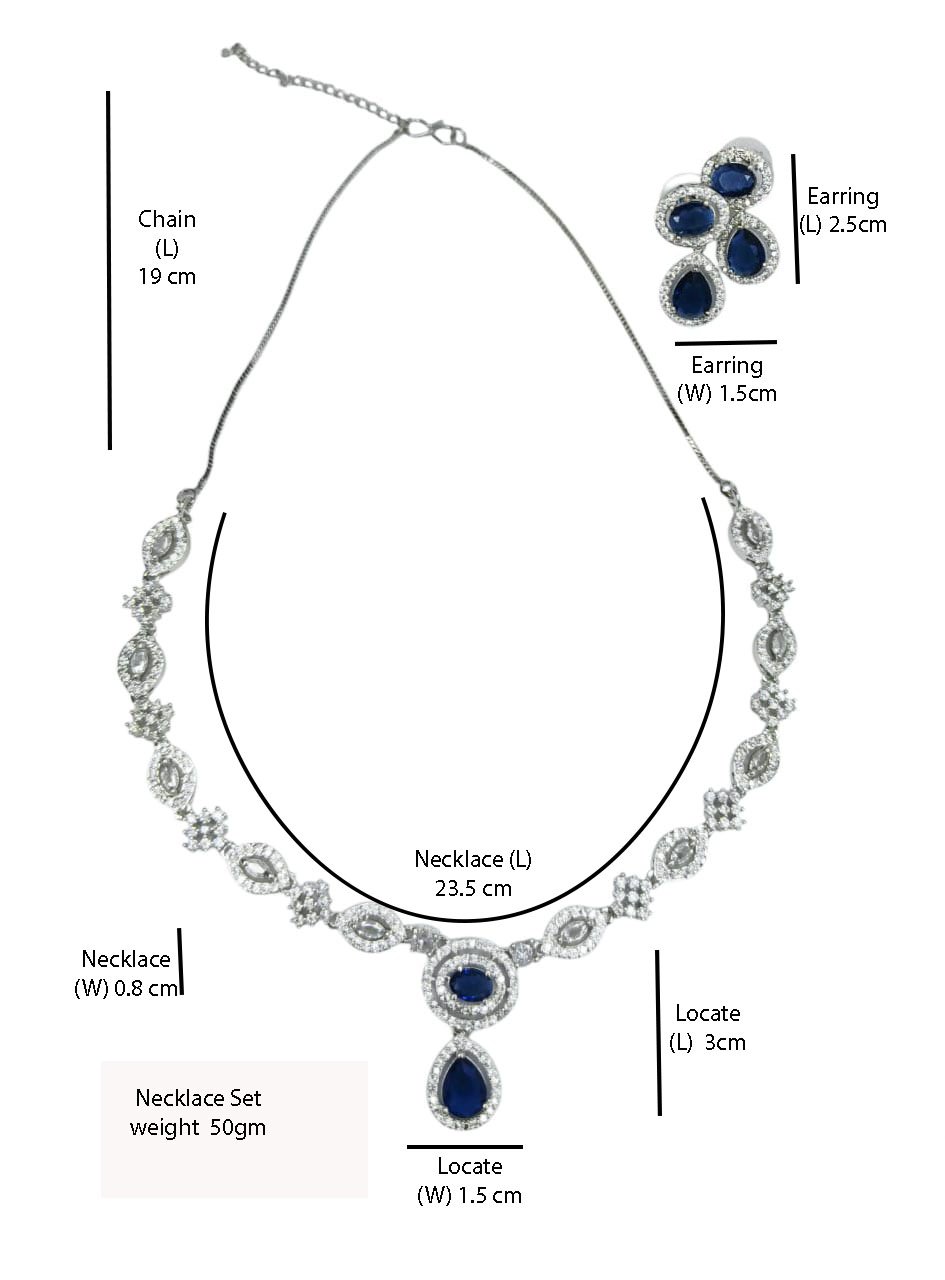 Shahi Pehnawa Elegant Necklace Set with Blue Gemstones and Diamonds for Girls and Women