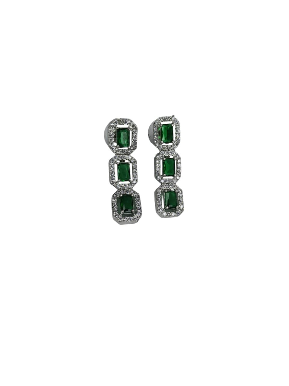 Shahi Pehnawa Emerald Green Necklace Set, Rhodium Plated for Girls and Women