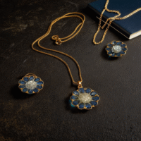 Shahi Pehnawa Rhodium Plated Silver Toned American Diamond Stone Studded Pendant set With Earring Jewellery Set For Women and Girl