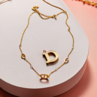 Gold Tone Dazzling Oval & round shape Pendant Chain For Girls & Women Gold-plated Cubic Zirconia Copper, Stainless Steel Pendant