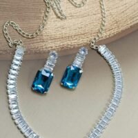 Mystic Cubic Zerconia Crystal Necklace and Earrings Set, Chain with Pendant, Fashion Jewellery