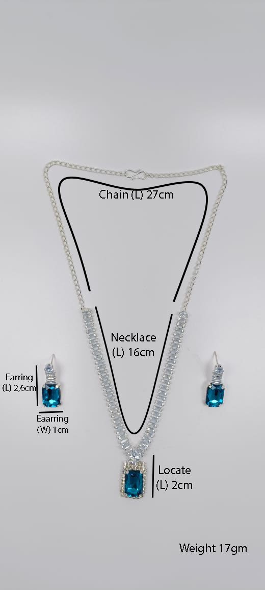 Mystic Cubic Zerconia Crystal Necklace and Earrings Set, Chain with Pendant, Fashion Jewellery