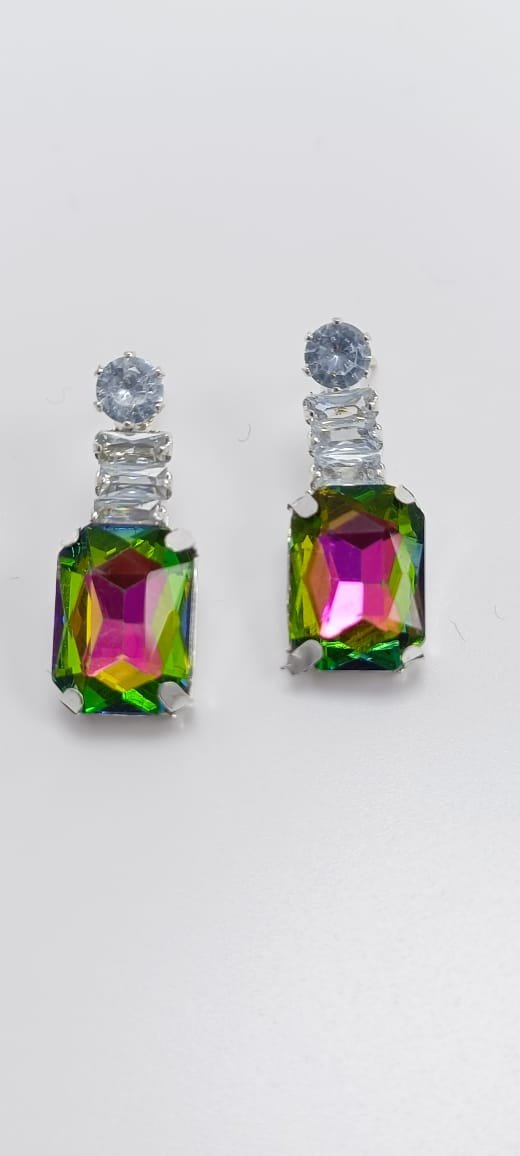 Mystic Cubic Zerconia Crystal Necklace and Earrings Set, Chain with Pendant, Fashion Jewellery