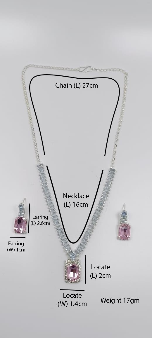 Mystic Cubic Zerconia Crystal Necklace and Earrings Set, Chain with Pendant, Fashion Jewellery