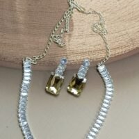 Mystic Cubic Zerconia Crystal Necklace and Earrings Set, Chain with Pendant, Fashion Jewellery