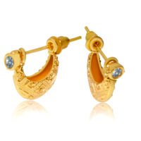 Shahi Pehnawa Gold Plated American Diamond Hoop Earrings, 2.4 cm Length, Brass Push Plug, 3 gm For Men’s