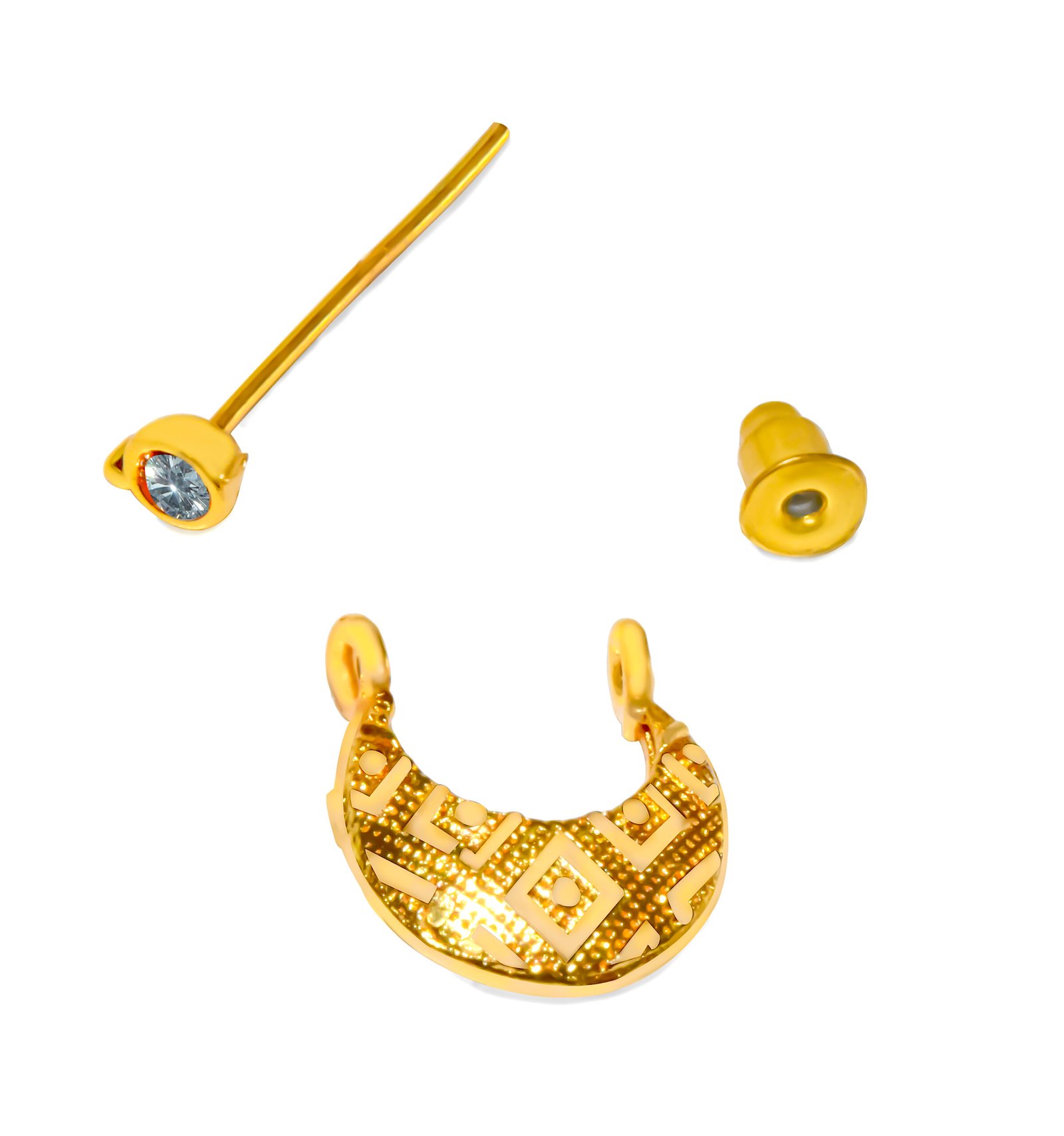 Shahi Pehnawa Gold Plated American Diamond Hoop Earrings, 2.4 cm Length, Brass Push Plug, 3 gm For Men's