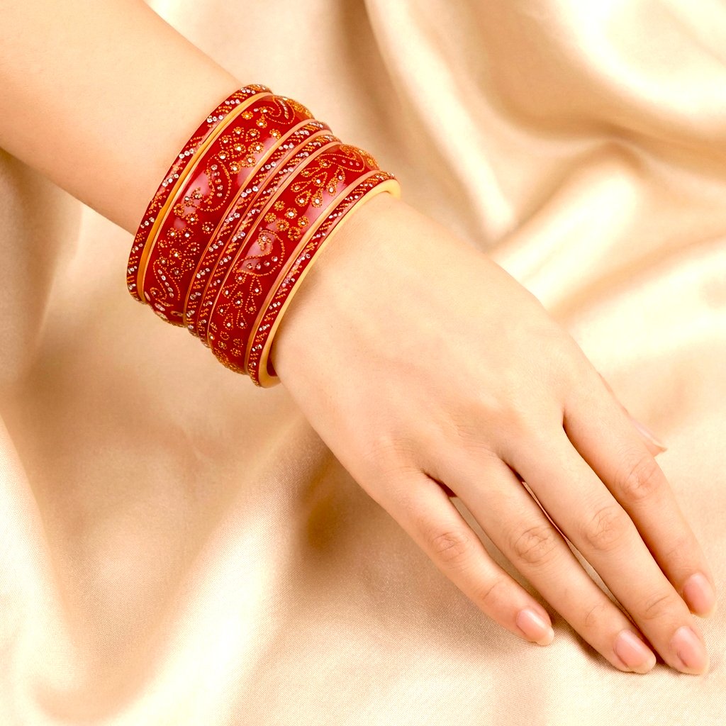 Shahi Pehnawa Lamination Ship/ Plastic Kada Chudi Set – Traditional Rajasthani Peacock Design Bangle Set