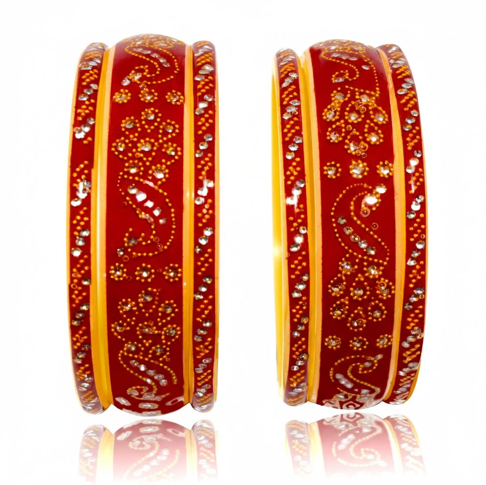 Shahi Pehnawa Lamination Ship/ Plastic Kada Chudi Set – Traditional Rajasthani Peacock Design Bangle Set